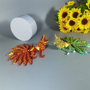 Figurine de renard à neuf queues imprimée en 3D, entièrement articulée et poseable, modèle à l'échelle 1/12, décoration créative pour bureau, prévente - Product Image 3