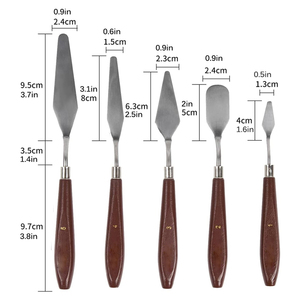 Vente <span class=keywords><strong>en</strong></span> gros, manche <span class=keywords><strong>en</strong></span> <span class=keywords><strong>bois</strong></span>, ensemble de couteaux à <span class=keywords><strong>Palette</strong></span> <span class=keywords><strong>en</strong></span> acier inoxydable pour la peinture, 5 pièces - Product Image 5