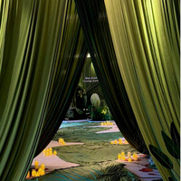 Rideaux de fond de scène de mariage en polyester artificiel, durables, écologiques, de couleurs et tailles personnalisées, pour la décoration de plafond intérieur/extérieur