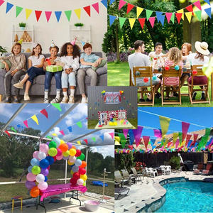 500/300/100 pièces drapeaux de bannière de <span class=keywords><strong>fanion</strong></span> colorés drapeaux de triangle, <span class=keywords><strong>guirlande</strong></span> pour la fête d'anniversaire à thème, anniversaires d'événement extérieur - Product Image 4