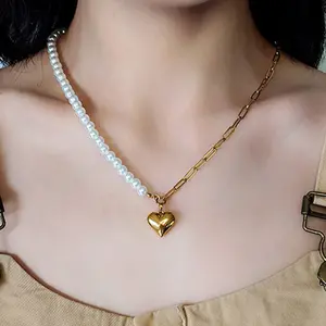 2021 Fashion Channel Long Sweater Body Shell Beaded Choker Jewelry Women Link Initial Fresh Water Gold Natural Pearl Necklace