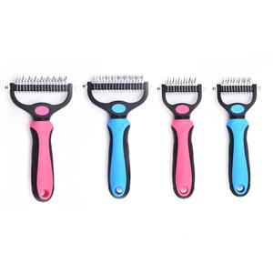 Pettine Dematting Double-face in acciaio inox per districare <span class=keywords><strong>Deshedding</strong></span> spazzolatura rastrello sottopelo per cani e gatti - Product Image 5