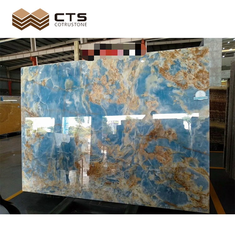 Luxury Blue Irregular Veins Fancy Design Style Natural Interior Floor Wall Onyx Slabs