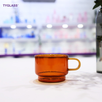 Tasse à café en verre borosilicate de haute qualité, couleur personnalisée, passe au lave-vaisselle et au micro-ondes, tasse à café/thé en verre