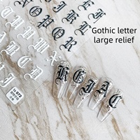 TA72 2025 Relief Style Japonais Adhésif Support Gothique Alphabet Nail Stickers