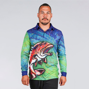 Stampa a sublimazione personalizzata di alta qualità UPF50 + protezione solare camicia da pesca traspirante ad asciugatura rapida Polo a maniche lunghe camicie da pesca - Product Image 1
