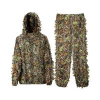 Veste Ghillie en Polyester Effet 3D Réaliste Camouflage Tactique Feuille Bionique Ensemble de Chasse Extérieur Toutes Saisons Cnhuntingcamo