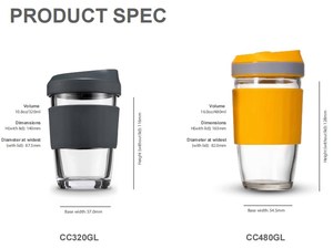 แก้วกาแฟแบบพกพา ดีไซน์ทันสมัย ทำจากแก้วบอโรซิลิเกตคุณภาพสูง พร้อมปลอกซิลิโคน - Product Image 2