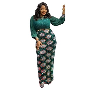 Offre Spéciale <span class=keywords><strong>2022</strong></span> mode africaine Stretch paillettes robe mince brillant plissé manches longues robe - Product Image 5