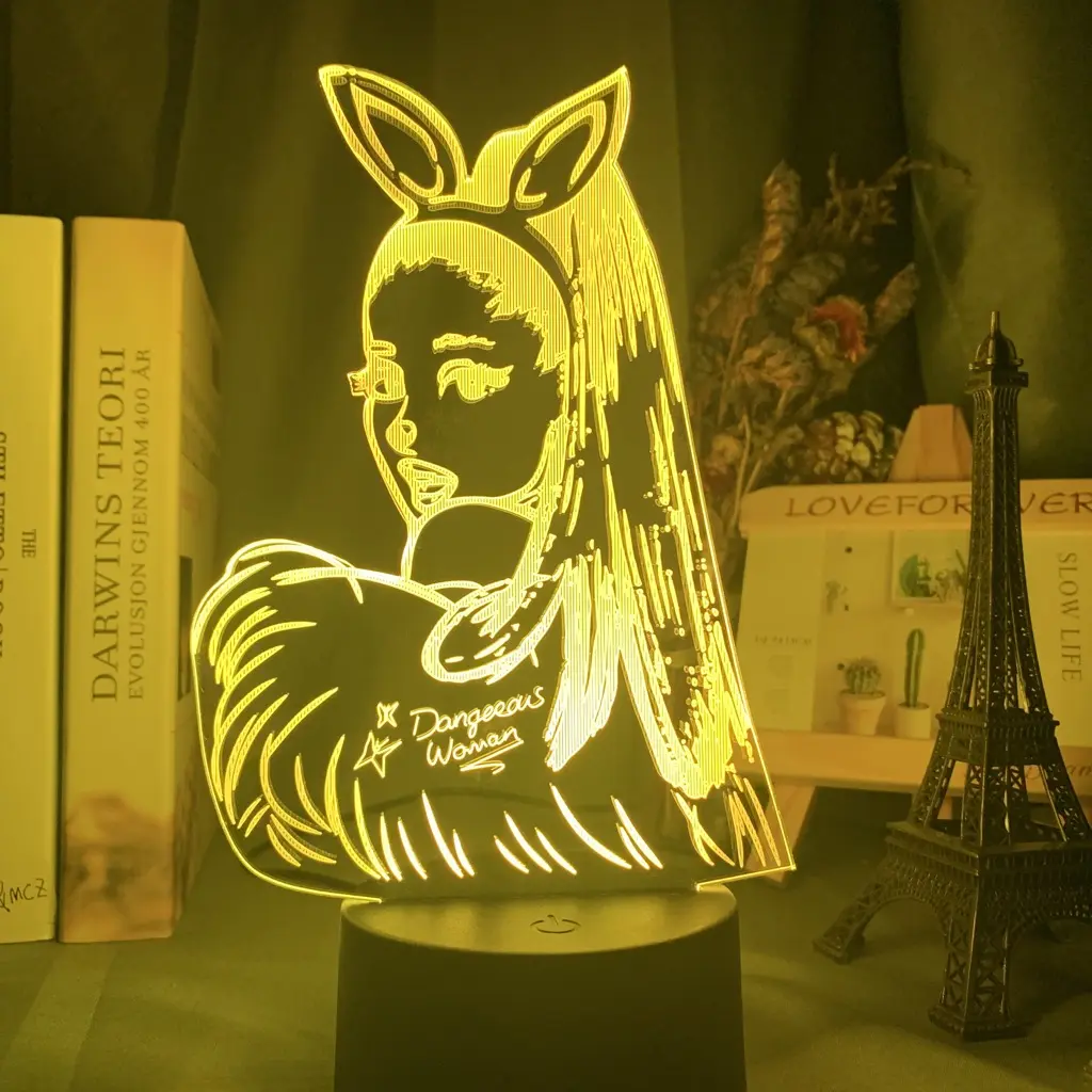 유명인 가수 Ariana Grande 3D LED 데스크 램프 팬 터치 센서 7 색 조명 변경 3D LED 데스크 램프 제조