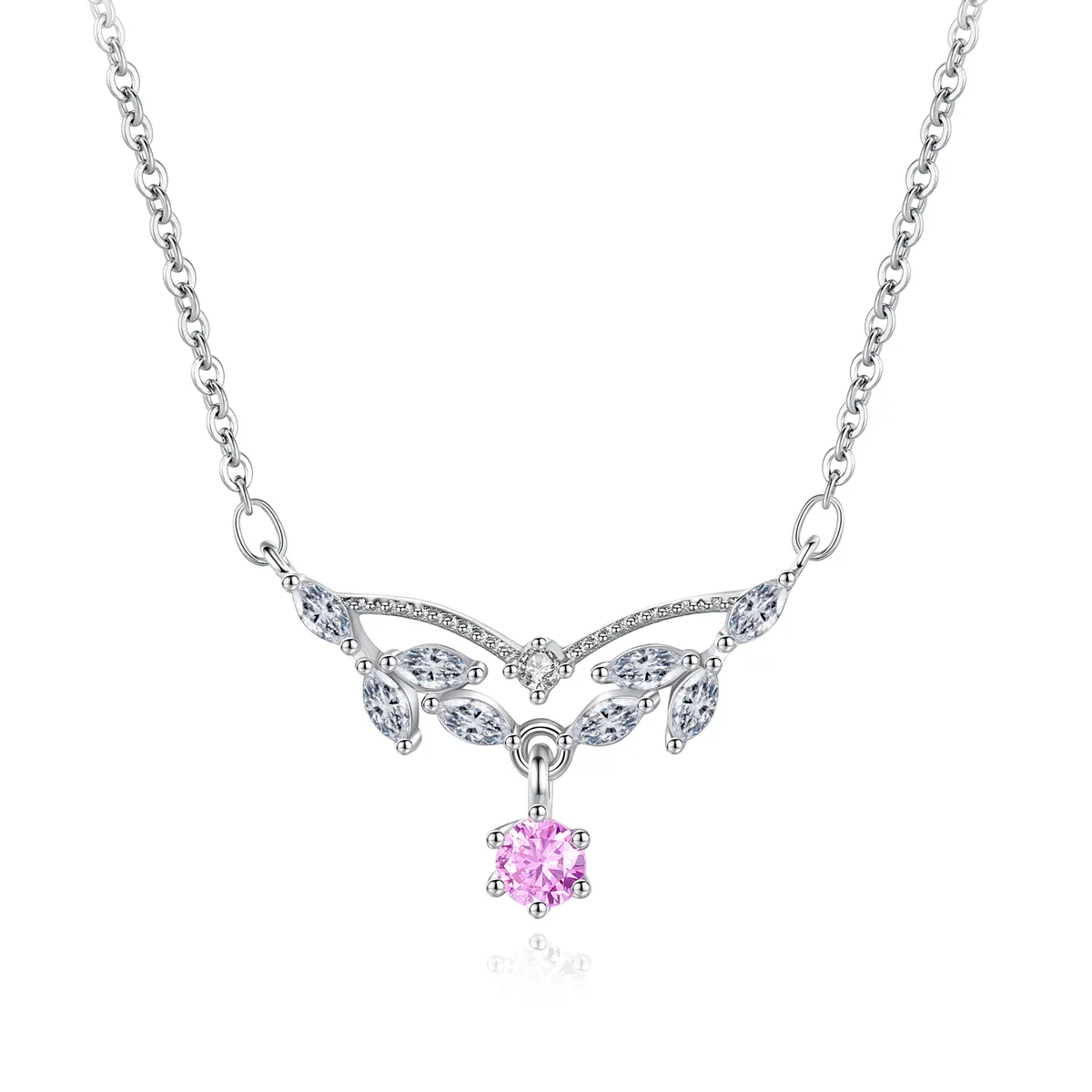 Ailmay Collier pendentif en argent sterling 925 avec zircon rose porte-bonheur pour femmes Bijoux fins 2021 Nouveaux bijoux Cadeaux