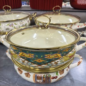Casserole <span class=keywords><strong>en</strong></span> émail de qualité supérieure pour la cuisine, de 30 cm de diamètre, plus épaisse, avec couvercle <span class=keywords><strong>en</strong></span> <span class=keywords><strong>verre</strong></span> et fond <span class=keywords><strong>en</strong></span> fonte - Product Image 5