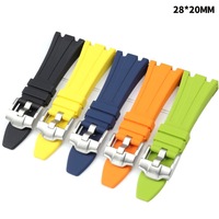 Sustituto Royal Oak AP Correa de reloj Muescas Fluorororubber Correa de reloj Accesorio 27 28 30mm Grano de cabeza Correa de reloj