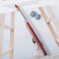 Pinceau à ongles rond en acrylique classique avec manche en bois rouge, 100% poils de Kolinsky Sable, logo personnalisé pour salon de manucure professionnel