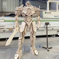Patung Mecha Kayu Ukuran Besar CNC Cut, Rakitan DIY Model Robot Kayu 3D untuk Dekorasi Toko Pameran, Seni Patung Kayu Kustom