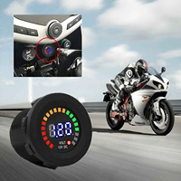 Voltmeter Digital LED Bulat 12V 24V DC, Monitor Baterai Mobil Tahan Air, Pengukur Tegangan Volt Panel untuk Kapal Laut RV