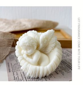 Bougie artisanale en cire de soja parfumée à la rose, mini figurine ange, sans fumée, pour anniversaire, fête des mères, Noël, ambiance festive, cadeau. - Product Image 3
