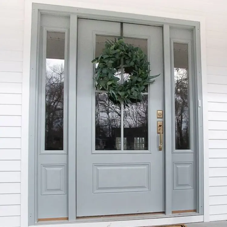 Wood main designs plain solid wood beautiful design double exterior entry doors