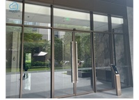 Porte in Vetro Commerciali Moderne con Telaio in Lega di Alluminio, Vetro Artistico Personalizzato a Doppia Anta per Hotel, Ospedali, Centri Commerciali e Strutture Esterne
