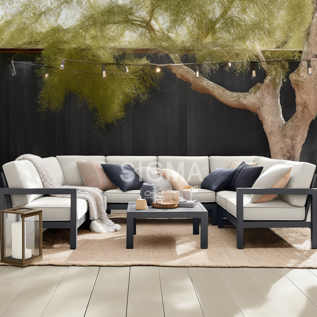 Modern Garden Outdoor Furniture Patio Leisure Aluminum U Shape Sectional Sofa Set