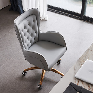 Chaise de bureau Chesterfield en cuir moderne et luxueuse, fixe ou pivotante, pour bureau d'ordinateur, mobilier de bureau - Product Image 3