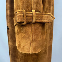 Neu Eingetroffener Maxi-Längen-Trenchcoat aus Wildleder – Hochwertige Modische Lederjacken
