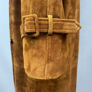 新着 マキシ丈 スエード レザー トレンチコート 高品質 ファッション レザージャケット - Product Image 4