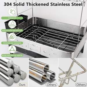 Gran oferta, <span class=keywords><strong>escurridor</strong></span> <span class=keywords><strong>de</strong></span> <span class=keywords><strong>platos</strong></span> <span class=keywords><strong>de</strong></span> acero inoxidable 304 para mostrador <span class=keywords><strong>de</strong></span> cocina, estante para <span class=keywords><strong>platos</strong></span> Extra grande con portavasos <span class=keywords><strong>de</strong></span> drenaje giratorio <span class=keywords><strong>de</strong></span> 360 ° - Product Image 2