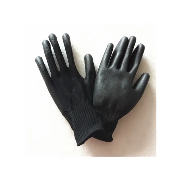 nylon lined black latex palm gloves