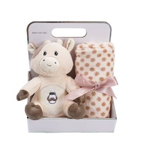 Coffret couverture en molleton pour bébé Super Animal personnalisé PP coton peluche cadeau avec poupées Panda canard mouton Caw pour la sieste et les voyages