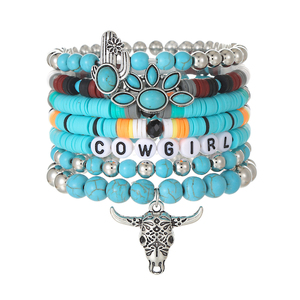 Bracelets bohèmes vintage multi-couches pour hommes, en pierres naturelles turquoise et feuilles, cadeaux pour amis - Product Image 6