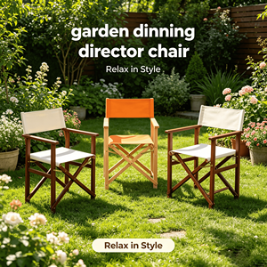 Chaise de directeur pliable en bois la mieux notée avec siège en toile durable pour cour, patio et activités de repas en extérieur - Product Image 1