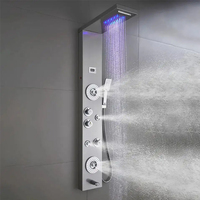 Panneau de Douche Mural en Acier Inoxydable Colonne de Douche LED Effet Cascade Système avec Massage