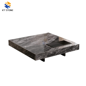 Tavolino da Caffè <span class=keywords><strong>in</strong></span> <span class=keywords><strong>Marmo</strong></span> Personalizzato con Struttura <span class=keywords><strong>in</strong></span> Metallo e Spazio di Archiviazione, Adatto <span class=keywords><strong>per</strong></span> Famiglia, Hotel, Villa, Pranzo all'Aperto - Product Image 2