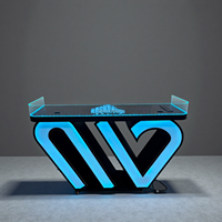 Console de DJ futuriste avec éclairage LED Sunburst Ring, table de DJ illuminée avec lumière LED pour boîte de nuit, bar, fête, lieu de divertissement