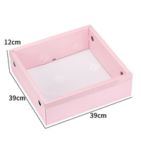 IMEE Square 15 Inch Rood roze en zwarte fruit- en bloemen cadeaudoos Aardbeien fruitdoos met transparant deksel voor Kerstfeest