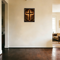 Lumière LED en forme de croix de Jésus de style religieux personnalisée, peinture à l'huile décorative en relief 3D, ornement suspendu au néon pour les murs d'entrée de la maison