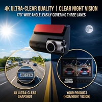 4K Ultra HD Mini Çift Lensli Geniş Açılı Araç Kamerası Dahili GPS WiFi 3 inç IPS Ekran Gece Görüşü Döngü Kayıt 1 Yıl Garanti