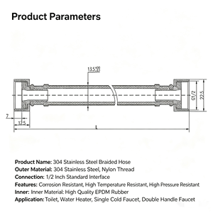 304 Stainless Steel <b>Braided</b> Kitchen Faucet Hose Hot Cold Water 1/2*1/2 Double Lock for Basin Faucet Premium Plumbing <b>Accessory</b> - Product Image 5
