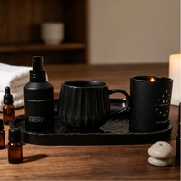 Plateau de rangement en céramique noir, finition mate, style rétro vintage, fait main, décoratif, pour la maison, accessoires de massage, style Ins