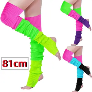 HY-3061 meias de fio de lã alongadas, meias de malha de cor transfronteiriça, meias quentes para mulheres, outono e inverno, yoga, pernas quentes