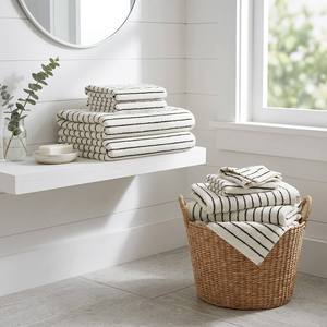 Ensemble de serviettes en coton 100% à fibres longues de haute qualité, design minimaliste nordique, épaisses, ultra douces, haute densité, serviettes de bain en coton de luxe pour spa - Product Image 4