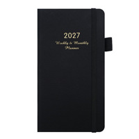 Nouveau carnet de planification hebdomadaire et mensuelle 2027, couverture rigide en cuir PU, bloc-notes A6, 72 feuilles, agenda, carnet de poche, cadeaux d'entreprise