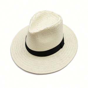 Sombrero Panamá Beige Personalizado para Mujer, con Cinta Negra, Diseño Calado y Transpirable, para Playa - Product Image 6