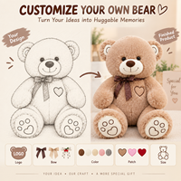 Peluche personnalisée en forme d'ours en peluche avec broderie en forme de cœur, douce au toucher, pour un cadeau de la Saint-Valentin et un cadeau de mariage