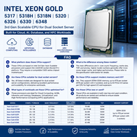 Intel Xeon Gold 5317 5318H 5318N 5320 6326 6330 6348 CPU Scalable Generasi ke-3 untuk Server Dual Socket Cloud AI Database HPC
