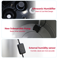 Humidificateur électrique à ultrasons 13L, brume froide et chaude, avec humidistat, veilleuse, fonctionnement silencieux et fonction de minuterie, idéal pour l'hôtellerie