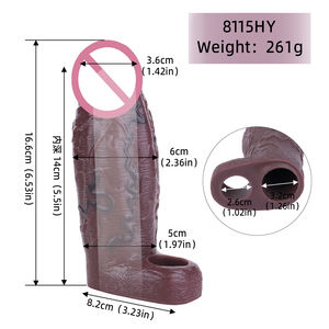 Nuevo diseño Anillo para el pene Condón Sensación <span class=keywords><strong>de</strong></span> piel Textura Realista Pene Manga con silicona vaginal Retraso masculino Eyaculación Juguetes sexuales - Product Image 6