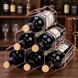 Porte-bouteille de vin en fil métallique couleur cuivre porte-bouteille de vin en acier inoxydable 6 porte-bouteilles démonter le porte-vin vente en gros - Product Image 3
