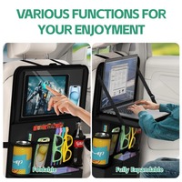 Organisateur de siège arrière de voiture avec de grandes poches de rangement, plateau pliable et support pour tablette pour les enfants, les voyages en famille